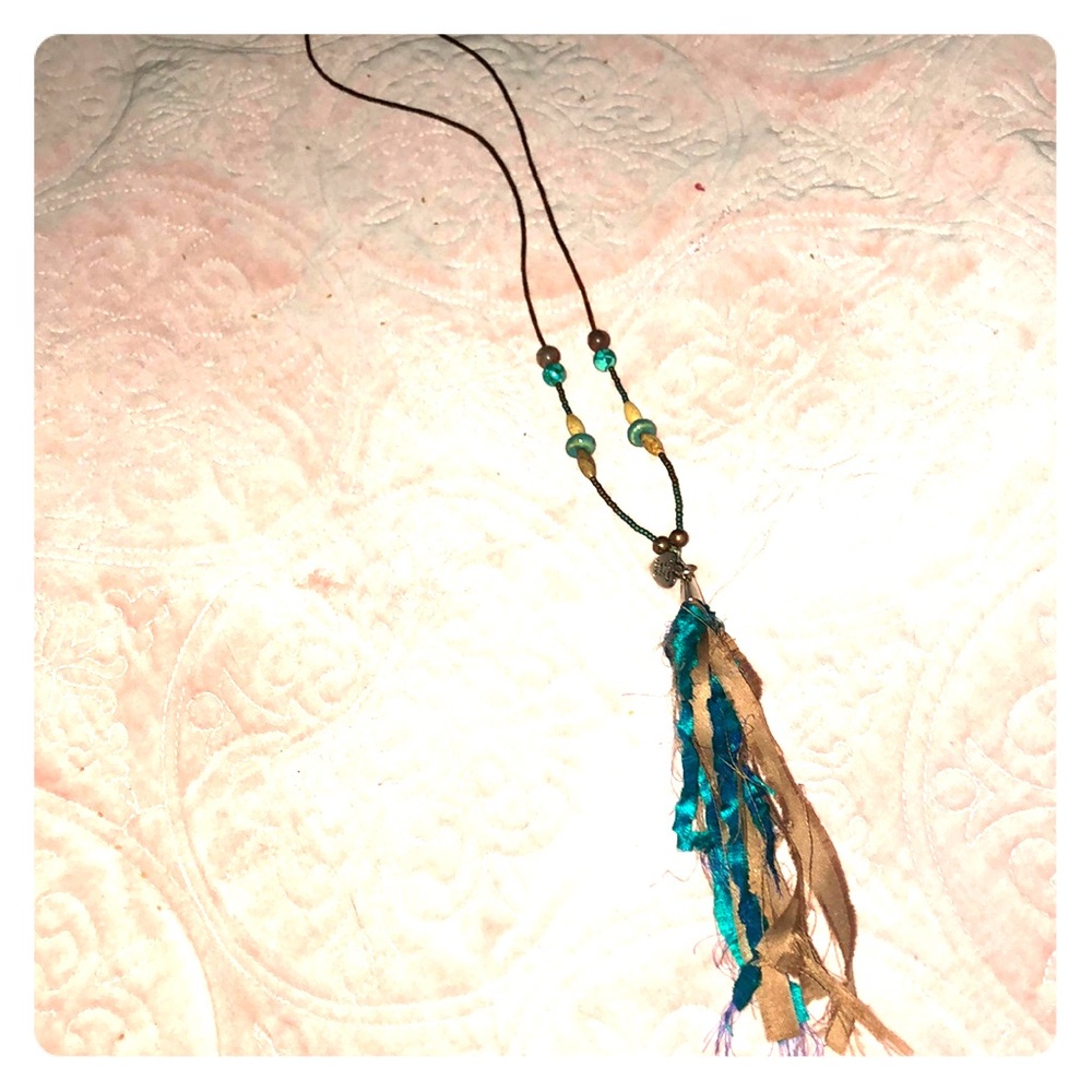 Glass seed bead tassel necklace